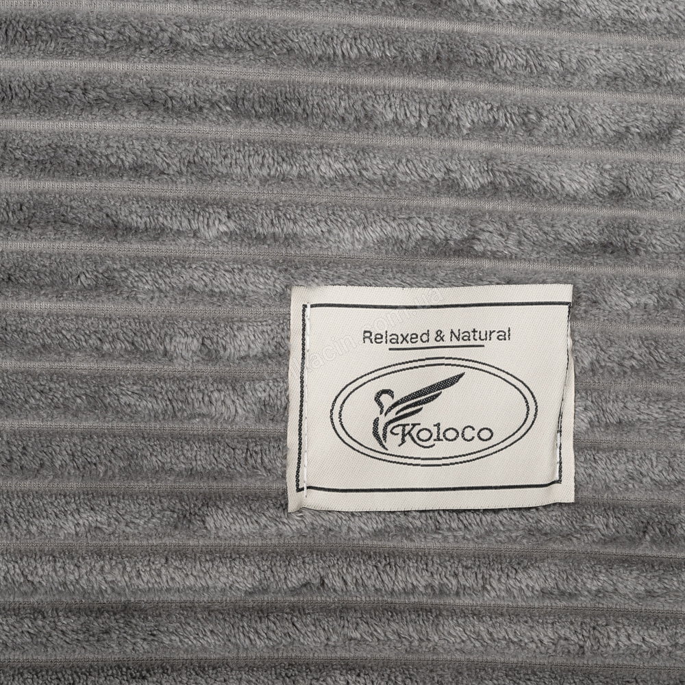 Плед-покрывало однотонное в широкую в полоску цвет: серый - 3