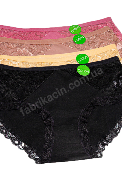 Трусы хлопок- кружево xl; 2xl; 3xll цвет: черный