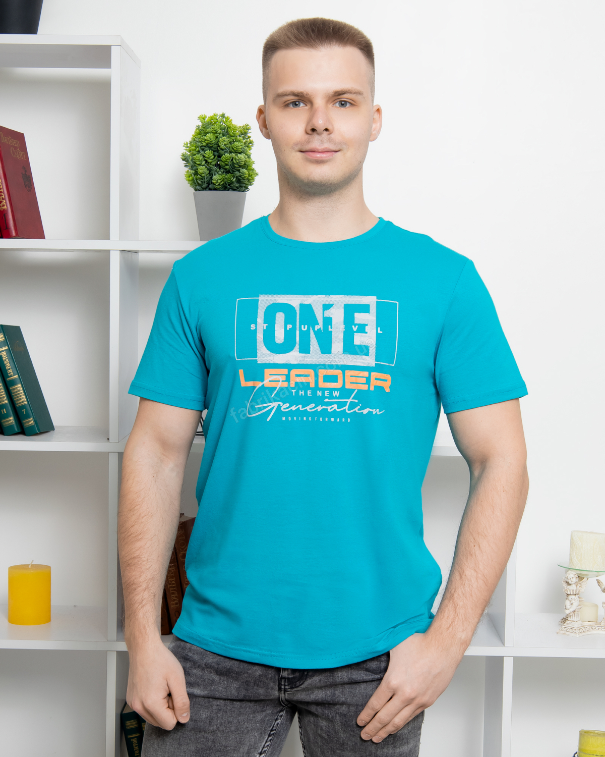 Футболка стрейч ONE р-р: 48; 50; 52; 54; 56 колір: блакитний - 1