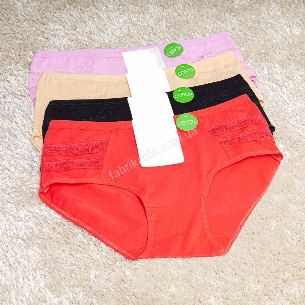 Трусы батал кружево р-р: цвет: коралловый - 1