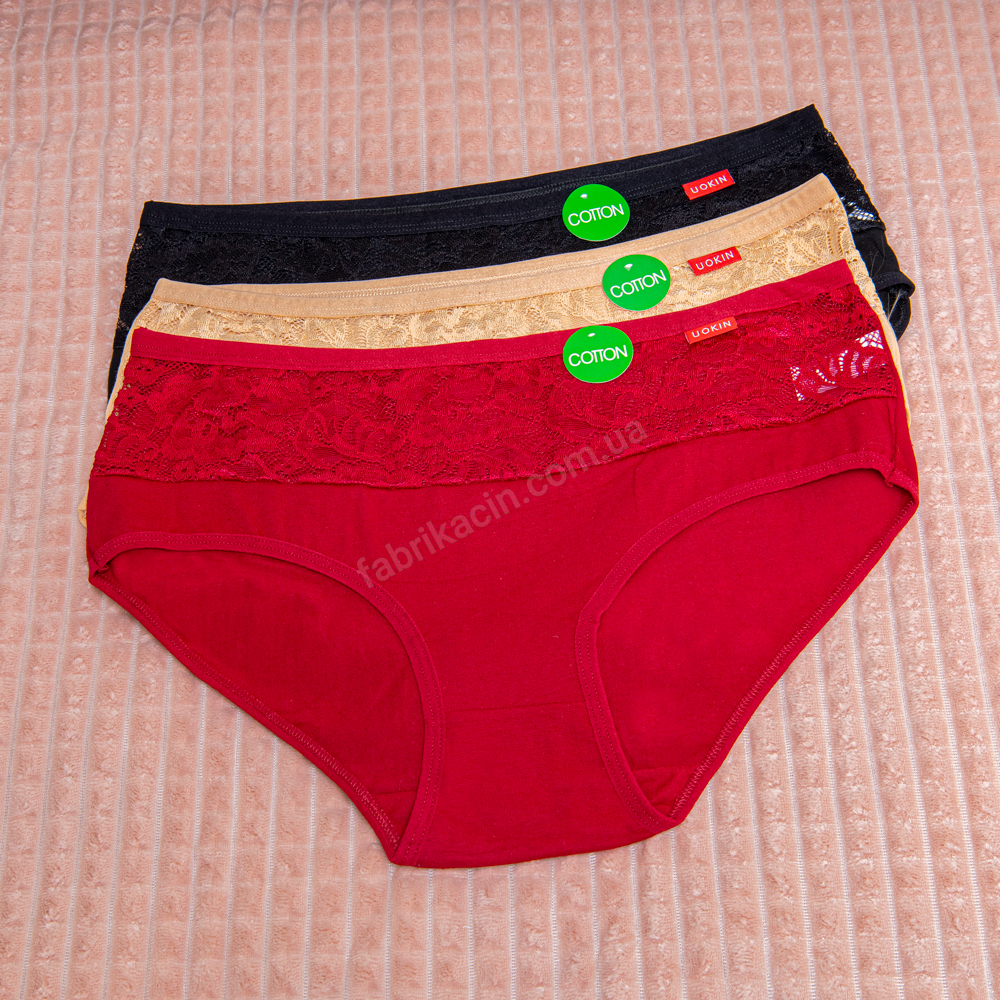 Трусы гипюр UO KIN XL - 3XL цвет: бордовый - 1