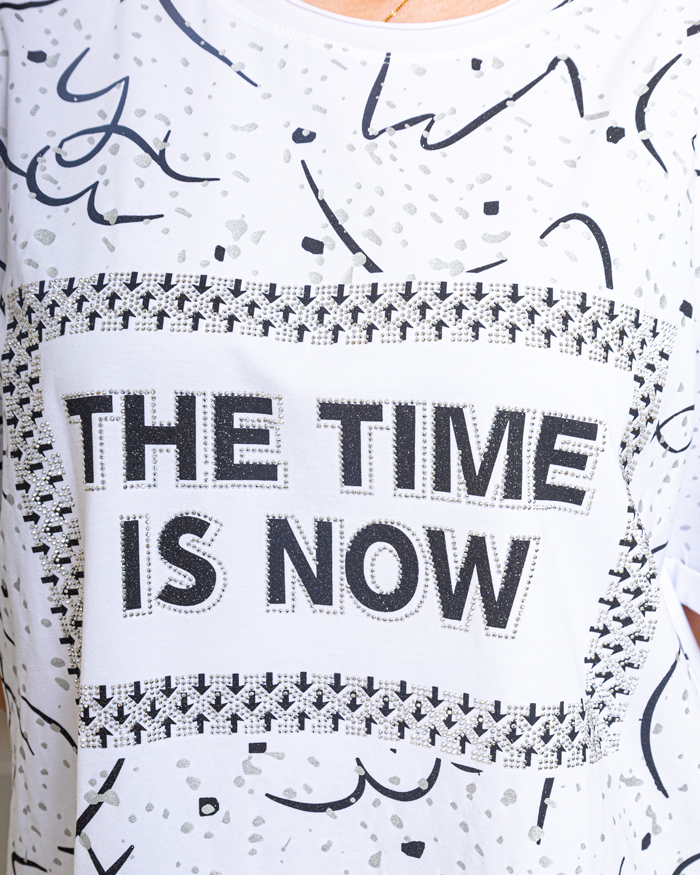 Футболка The Time зі стразами OneSize колір: білий - 4