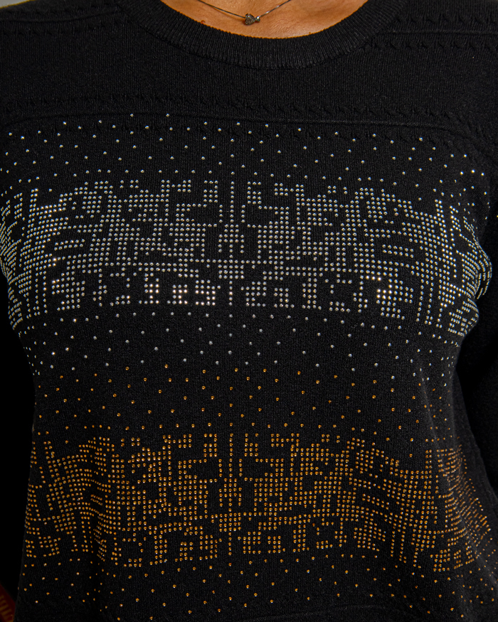 Светр однотонний зі стразами 50 - 56, колір: чорний - 4