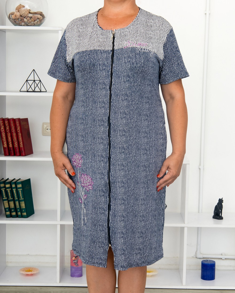 Халат полоска стразы на змейке 54 - 62, цвет: белый - 2