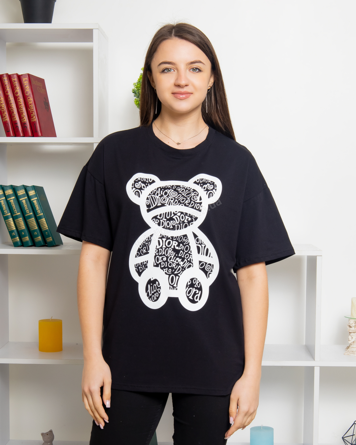 Футболка OverSize Медведик цвет: черный - 1