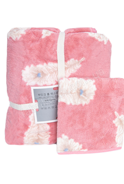 Набор полотенец перо для бани и лица 70 х 140, 35 х 70, цвет: розовый