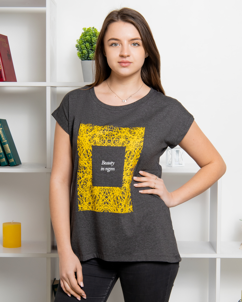 Футболка Beauty хлопковая р-р: 42/XS; 44/S; 46/M; 48/L; 50/XL цвет: графит - 2