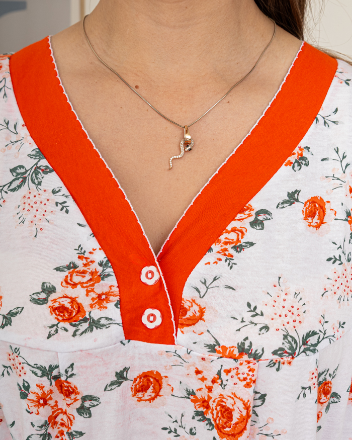 Нічна сорочка-ночнушка р-р: 48-58 колір: білий-помаранчевий - 4