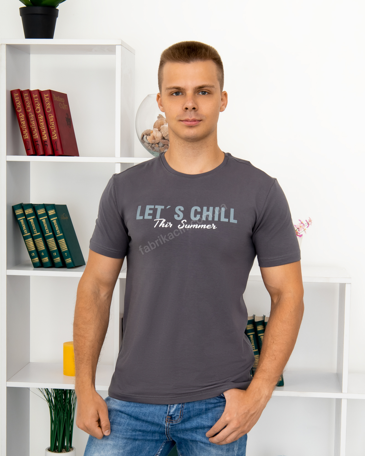 Футболка стрейч Let"s CHILL р-р: 44; 46; 48; 50; 52; 54 колір: сірий - 1