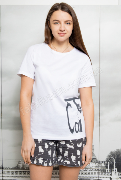 Піжама CAT р-р:  46/M; 48/L; 50/XL; 52/2XL; 54/3XL колір: білий-сірий
