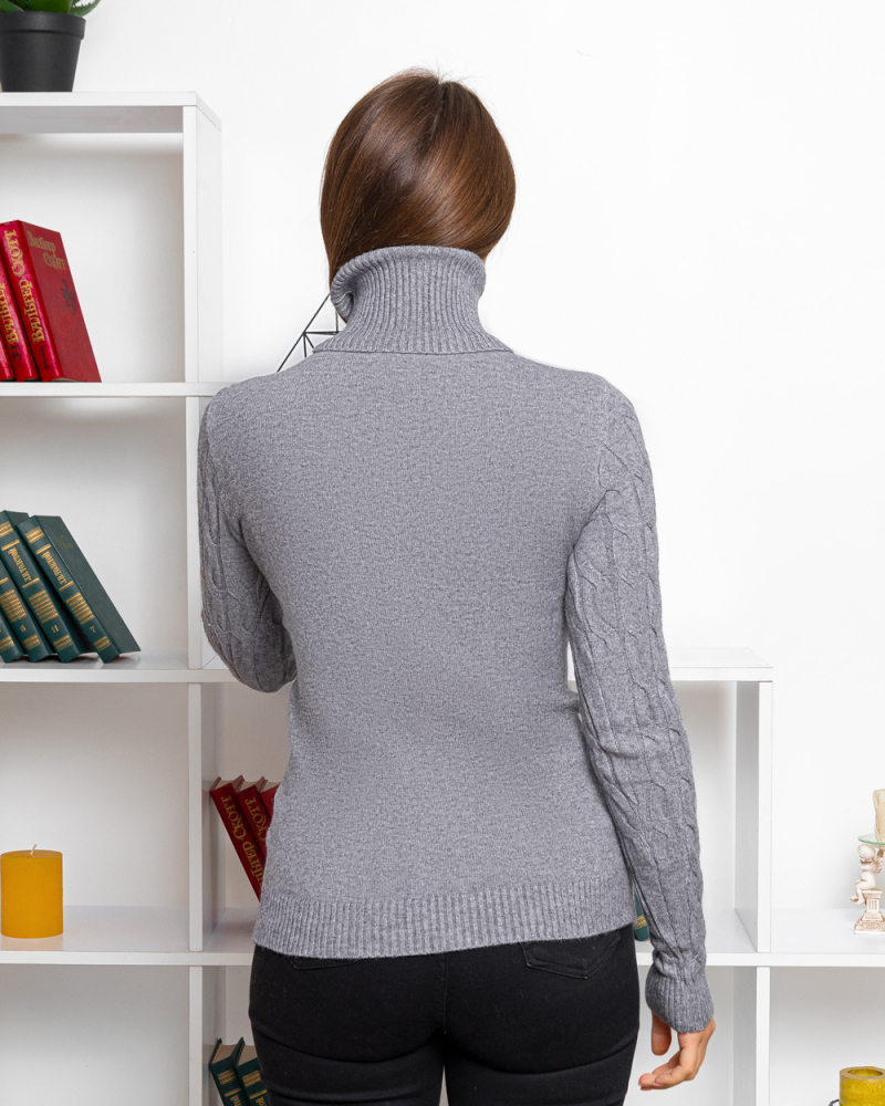 Гольф однотонный вязка коса , р-р: 44 - 50, цвет: серый - 3