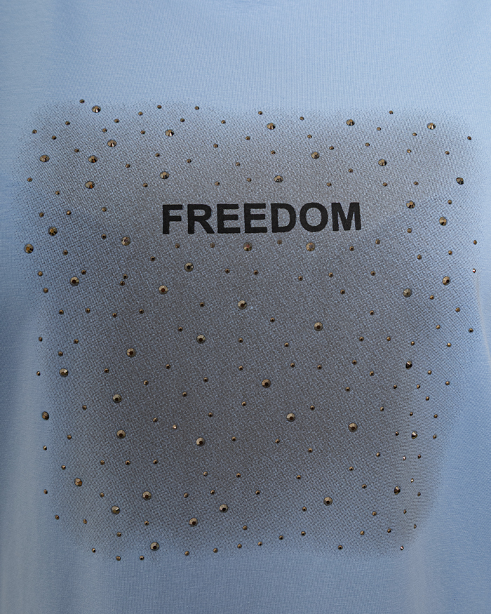 Футболка со стразами Freedom OneSize цвет: голубой - 4