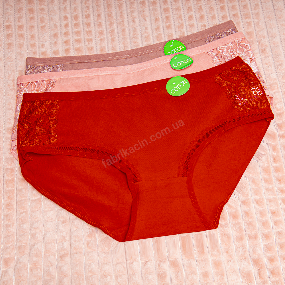 Трусы в гипюр XL - 3XL, цвет: красный - 1