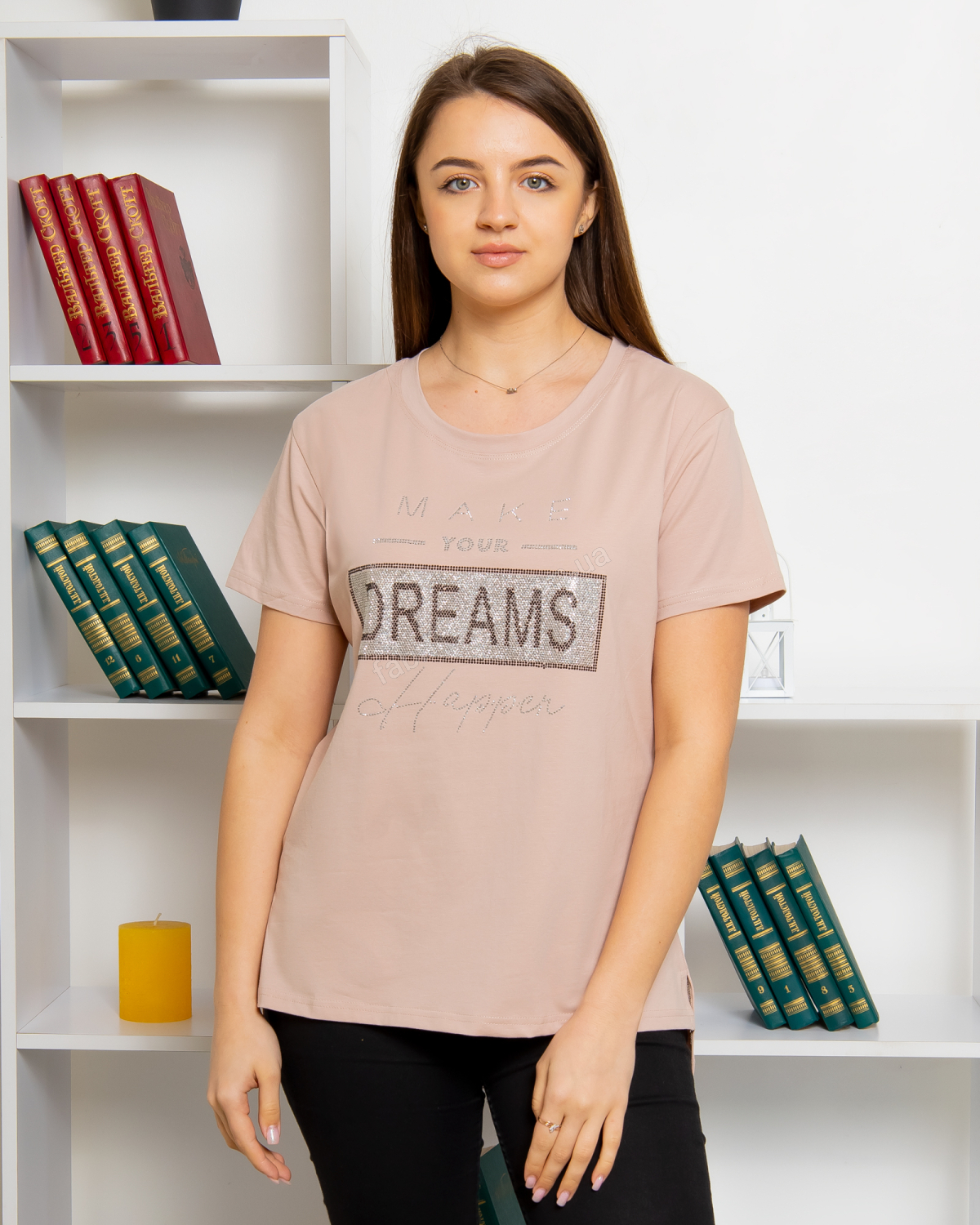 Футболка батал MAKE DREAMS р-р: 52-54/XL; 54-56/XXL цвет: бежевый - 1