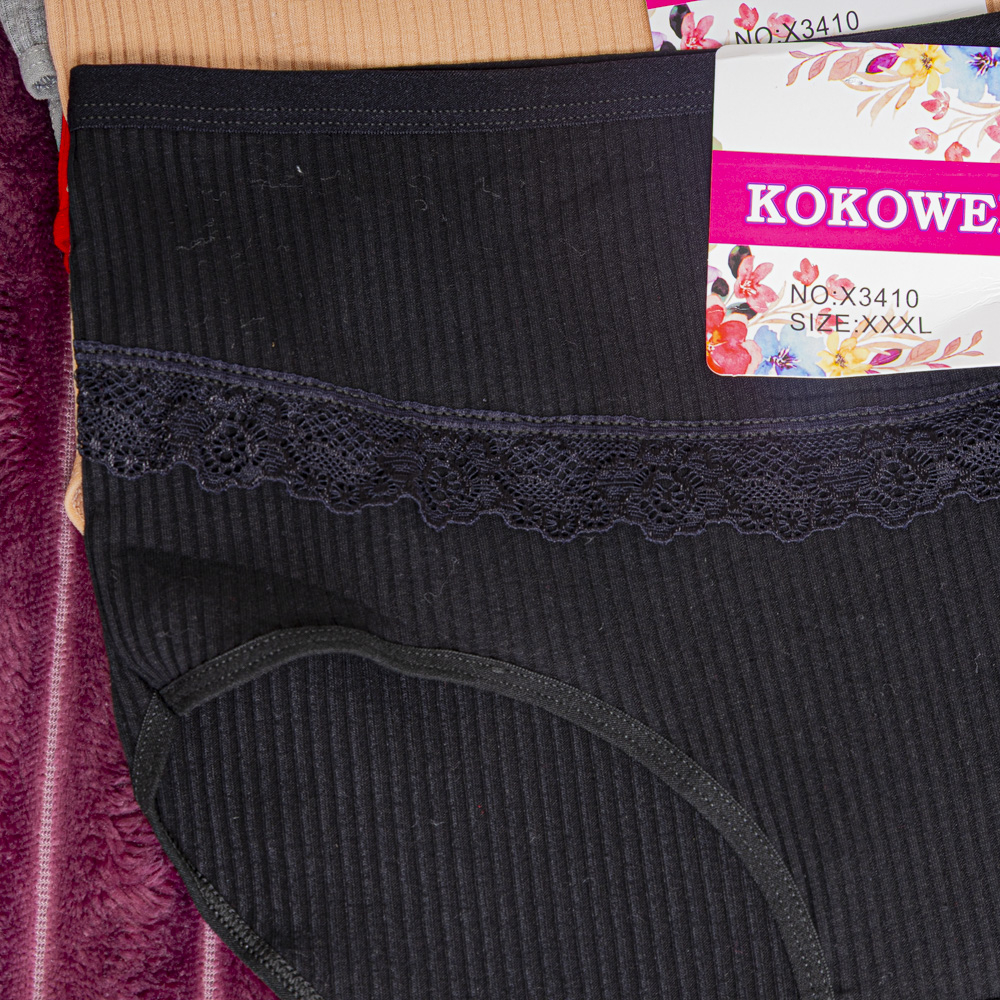 Труси в рубчик з мереживом р-р: 54; 56; 58 колір: чорний - 2