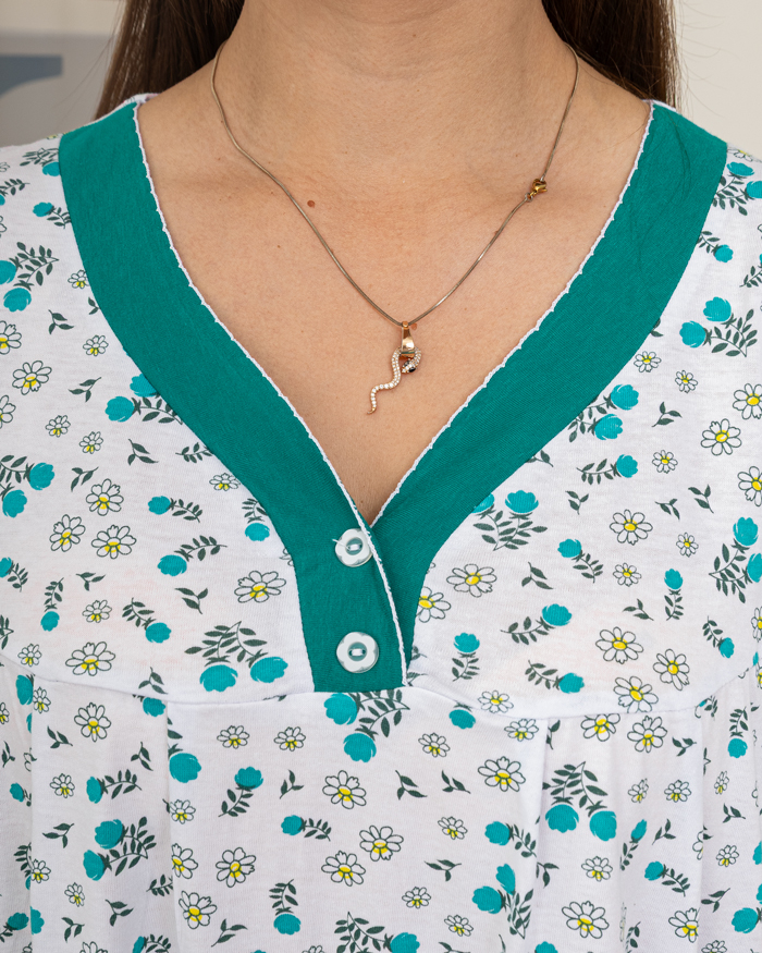 Нічна сорочка-ночнушка р-р: 48-58 колір: білий-зелений - 4