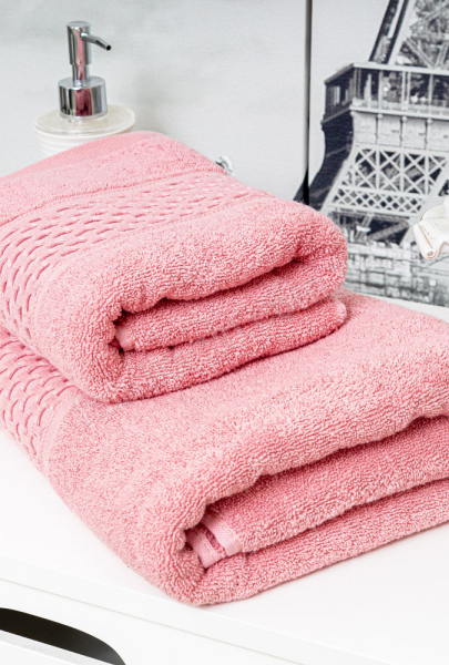 Полотенце банное, купон соты 70 х 140, цвет: розовый