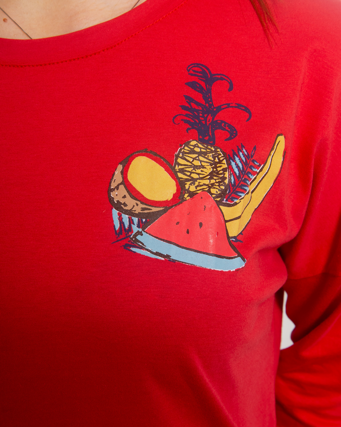 Пижама комплект Ананас р-р: 46/M, 48/L, 50/XL, 52/2XL, 54/3XL, 56/4XL цвет: терракотовый-желтый - 6