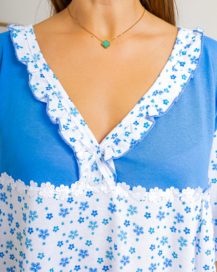 Ночная рубашка Andin синяя кокетка 64 - 66, цвет: синий - 3