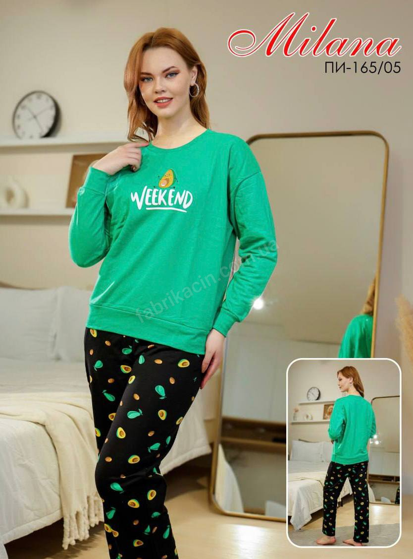 Піжама на байці Авокадо р-р: 46-56 колір: зелений - 1