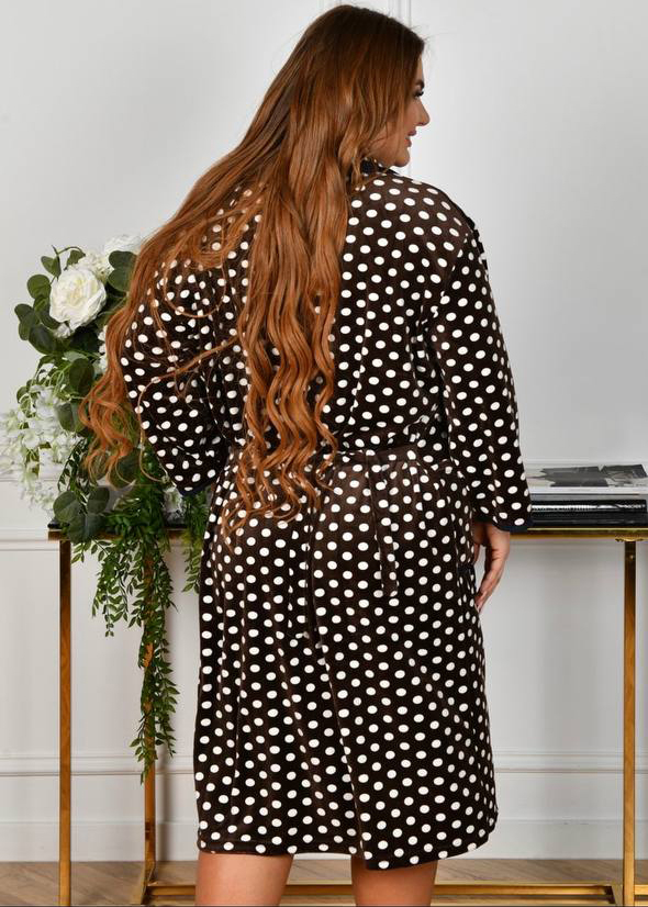 Халат велюровый в горох р-р: 62-64-66-70 цвет: мокко-белый - 3