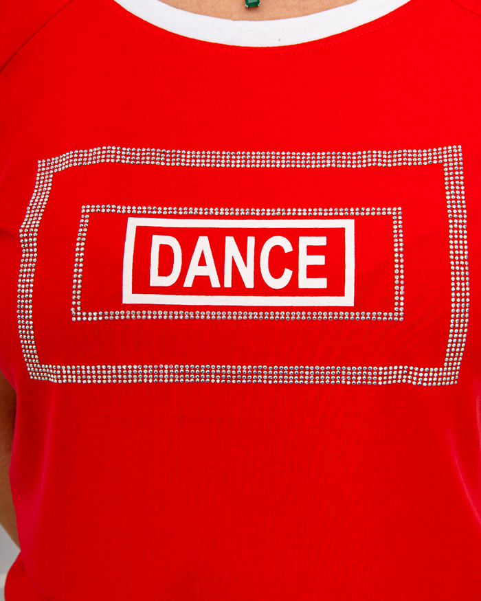 Футболка DANCE зі стразами OneSize колір: червоний - 6