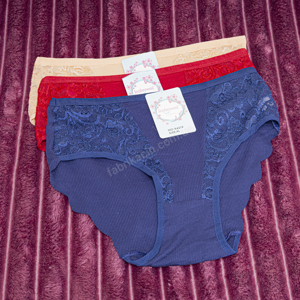 Труси в рубчик з мереживом р-р: 50; 52; 54 колір: синій - 1