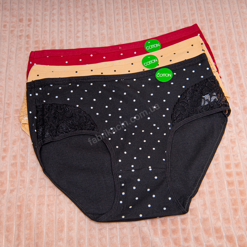Труси в гіпюр батальні 3XL - 5XL, колір: чорний - 1