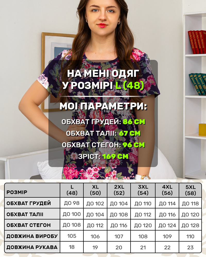 Ночная рубашка с завязкой 48 - 58 цвет: синий - 5