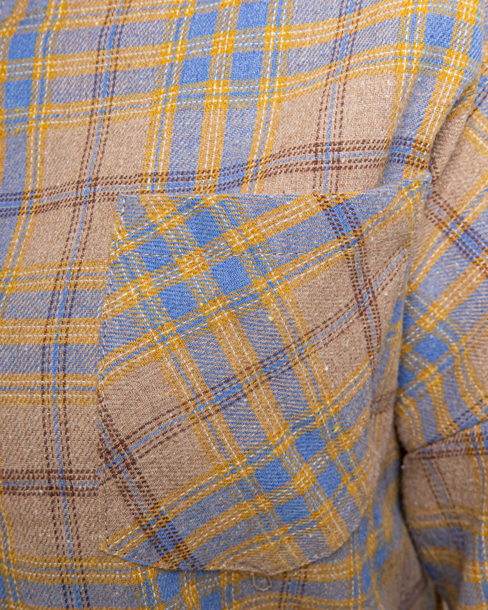 Рубашка в клетку ХL; 2ХL; 3ХL; 4XL цвет: бежевый - 4