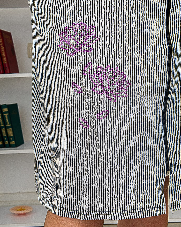 Халат полоска стразы на змейке 54 - 62, цвет: синий - 6