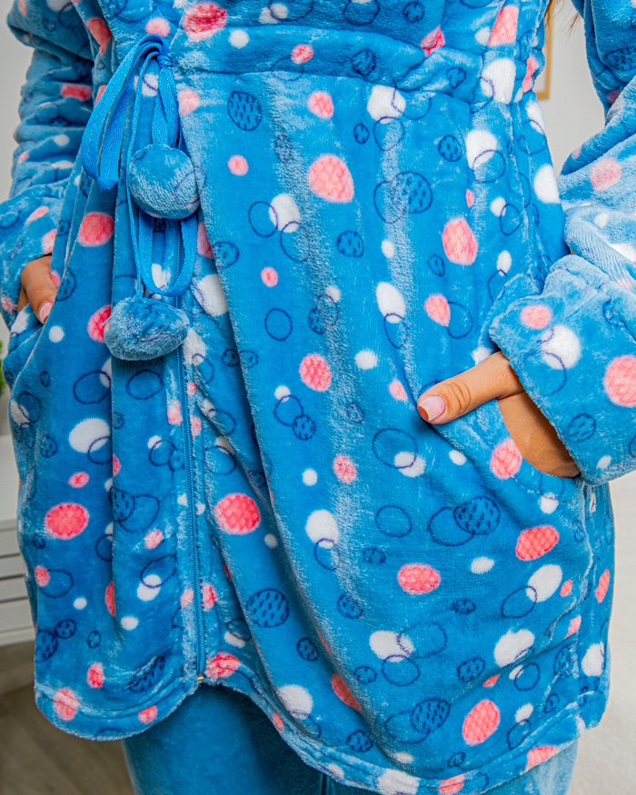Піжама, халат зі штанами на флісі 46 - 54, колір: блакитний - 4