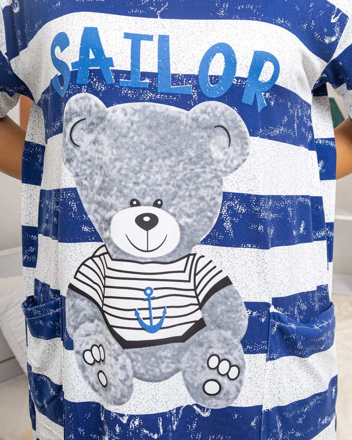 Футболка - туніка ведмедик OneSize 50 - 56 колір: синій - 4