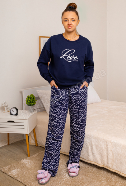 Пижама на байке Love р-р: 46-58 цвет: синий