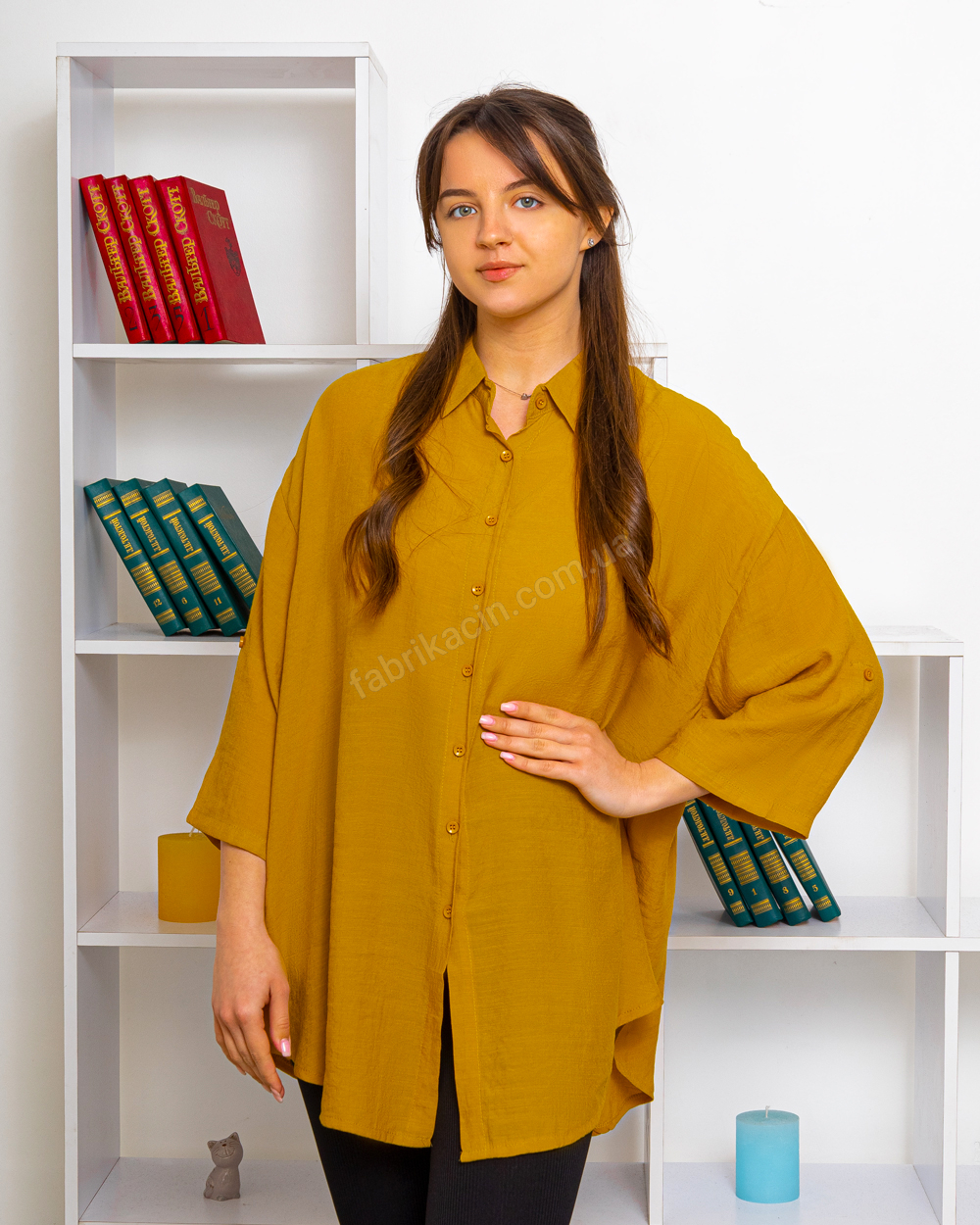 Сорочка БАТАЛ OVERSIZE р-р: 50 - 66 колір: гірчичний - 1