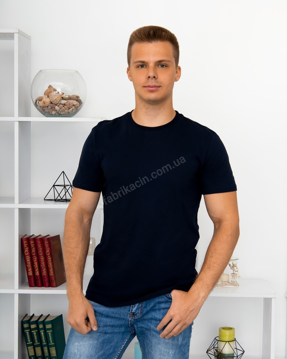 Футболка однотон BEKI, р-р: 46-48-50-52-54-56 цвет: синий - 1