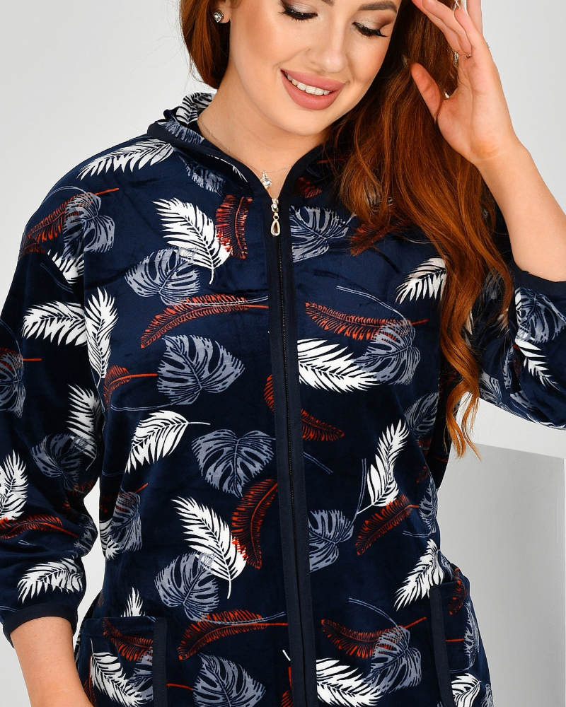 Халат велюровый р-р: 62-64-66-70 цвет: синий - 2