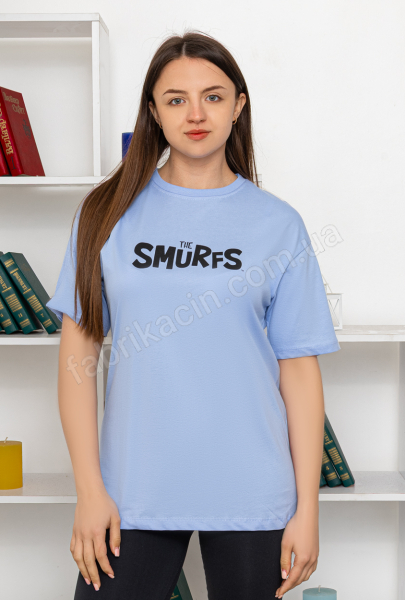 Футболка однотонная Smurfs р-р: 44-50  цвет: голубой