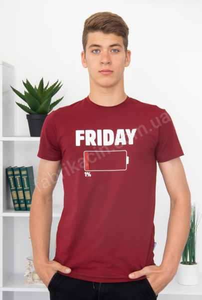 Футболка FRIDAY 44 - 52 колір: бордовий