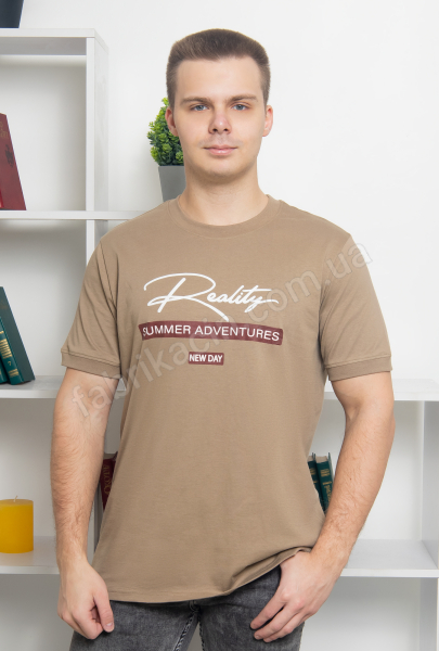 Футболка батал Reality р-р: M; L; XL; 2XL; 3XL  цвет: бежевый