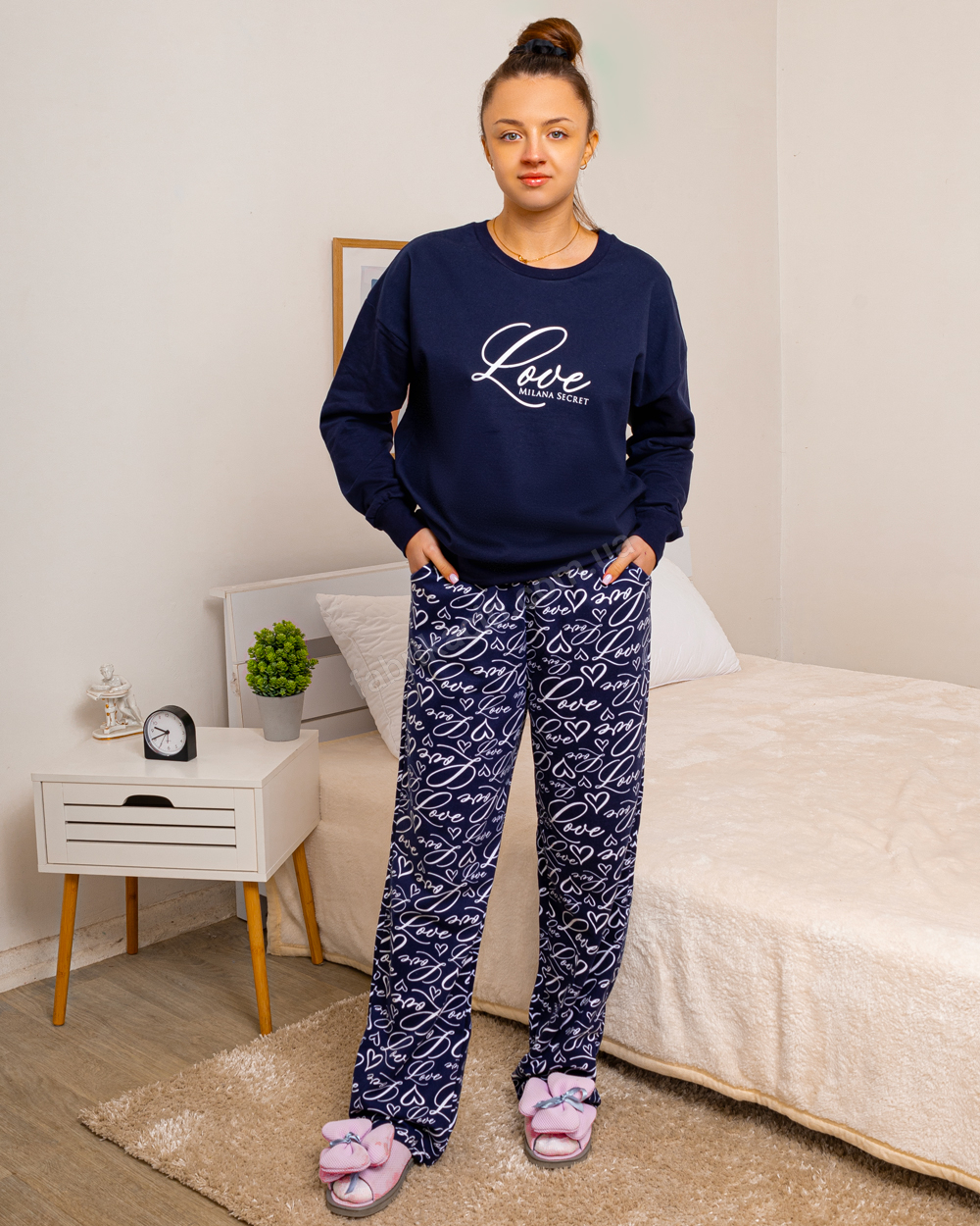 Пижама на байке Love р-р: 46-58 цвет: синий - 1
