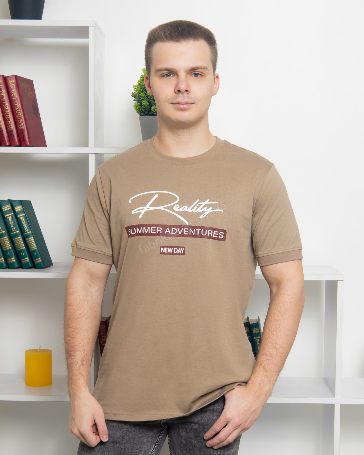 Футболка батал Reality р-р: M; L; XL; 2XL; 3XL цвет: бежевый - 1