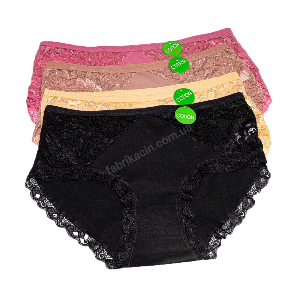 Трусы хлопок- кружево xl; 2xl; 3xll цвет: черный - 1