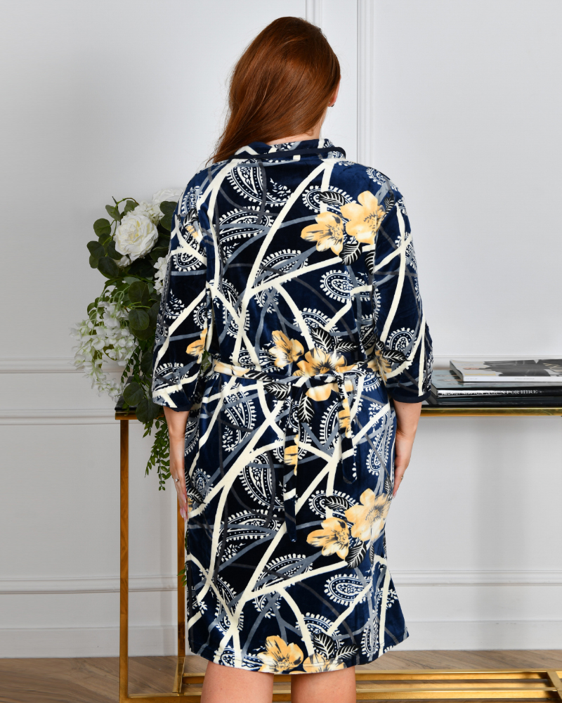 Халат велюровый р-р: 58; 60; 62; 64; 66; 68; 70 цвет: синий - 3