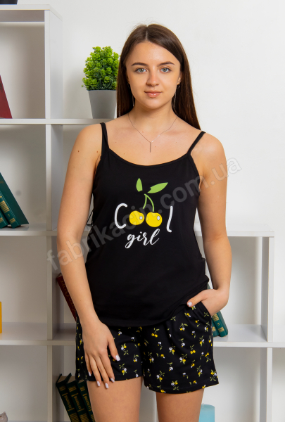 Пижама комплект Cool girl р-р: 44 - 52 цвет: черный