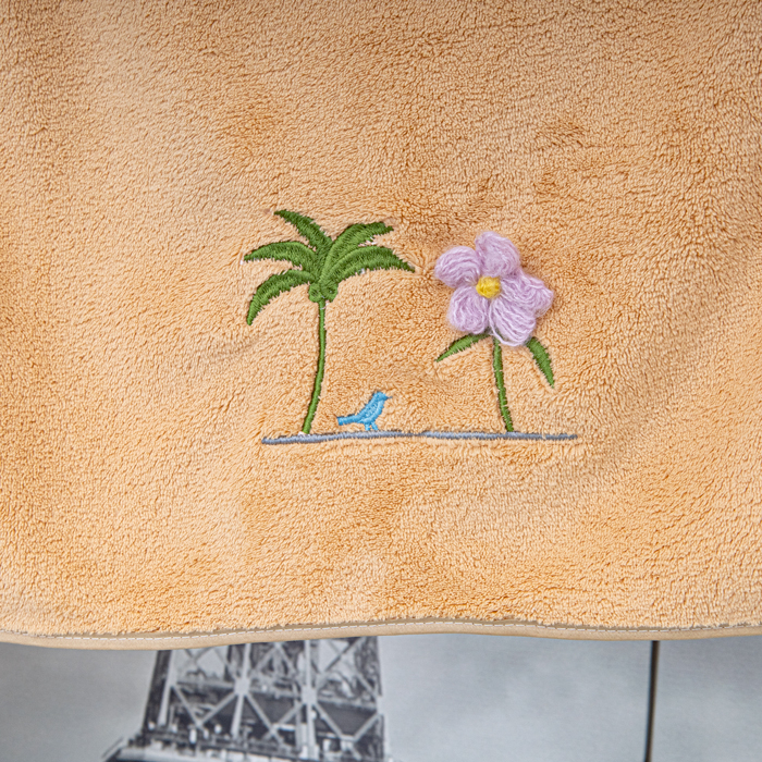 Рушник Банний вишита квітка 70 х 140 колір: гірчичний - 3