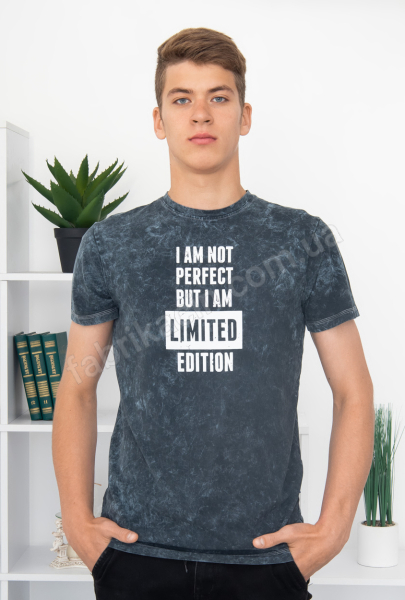 Футболка I AM NOT PERFECT... 44 - 52 цвет: джинс
