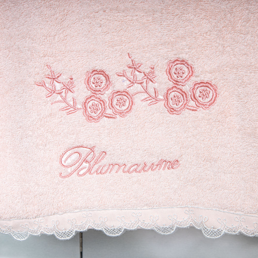 Набор полотенец Blumarin для лица с кружевом по краю 45 х 90, цвет: розовый, бежевый - 5