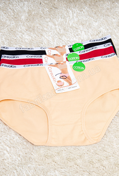 Труси в рубчик на гумці XL-3XL колір: бежевий