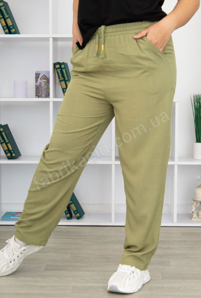 Штани на гумці із зав'язкою  48 - 56 колір: зелений